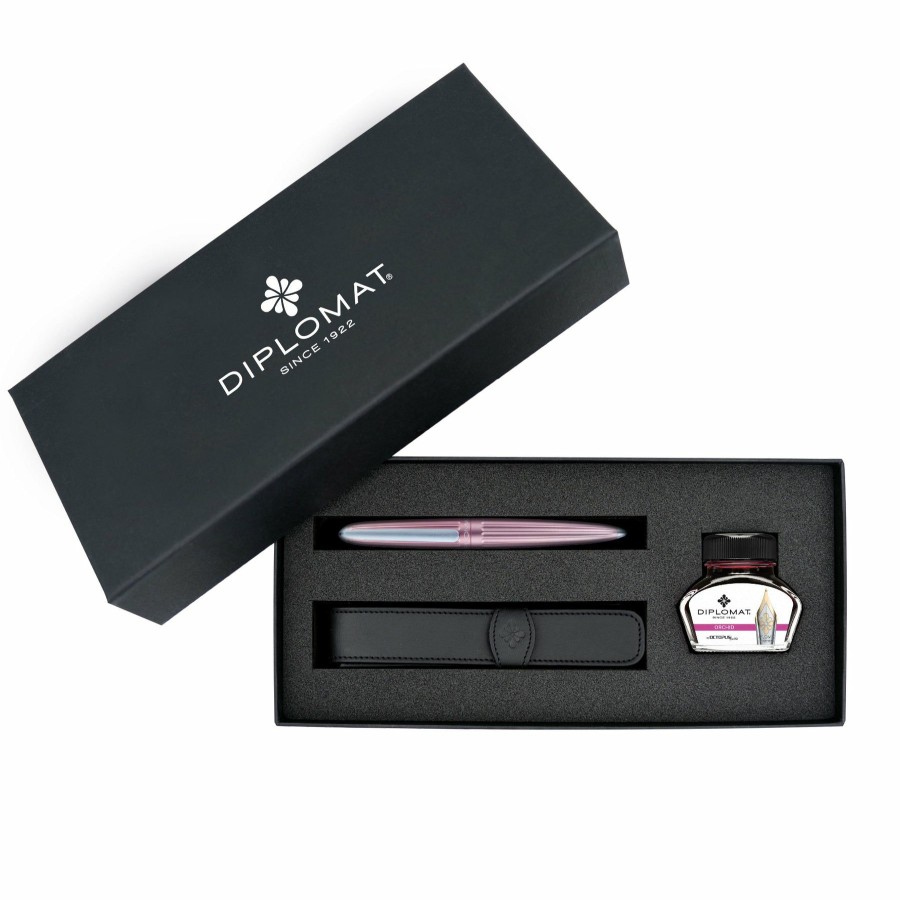 Fountain Pens * | Best Deal Diplomat Aero Fountain Pen Gift Set, Rose