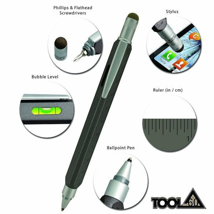 Ballpoint Pens * | Best Reviews Of Monteverde Tool 60 Ballpoint Pen & Stylus, Platinum Grey