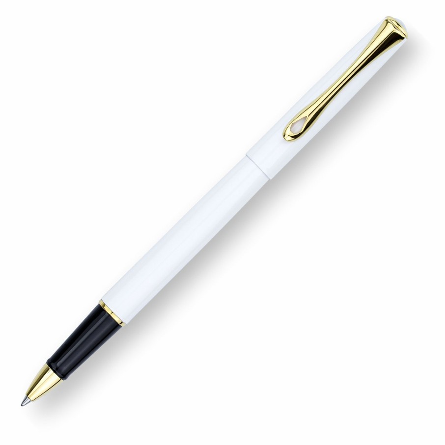 Rollerball Pens * | Budget Diplomat Traveller Rollerball Pen, Snow White & Gold