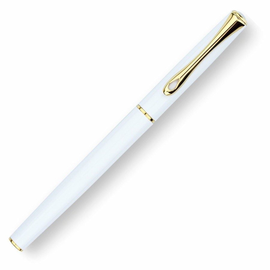 Rollerball Pens * | Budget Diplomat Traveller Rollerball Pen, Snow White & Gold