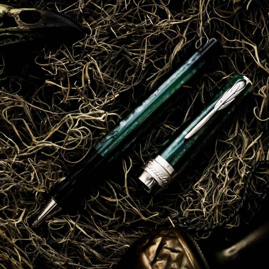 Rollerball Pens * | New Pineider Arco Desert Beetle Rollerball Pen, Green & Black