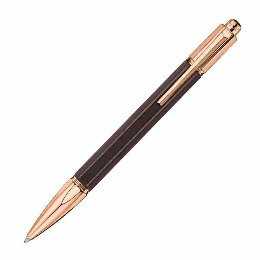 Ballpoint Pens * | Cheapest Caran D'Ache Varius Ballpoint Pen, Ebony Wood & Rose Gold, #4480.142