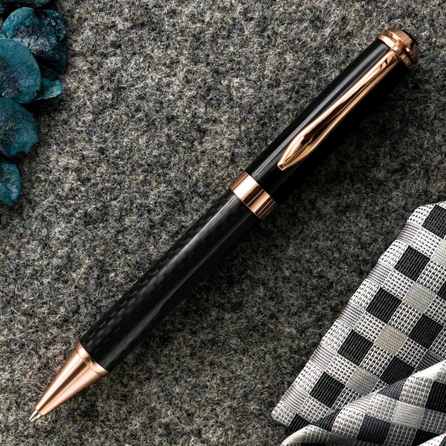 Ballpoint Pens * | Top 10 Pen Savings Executive Skyline Carbon Fiber & Rose Gold Ballpoint Pen