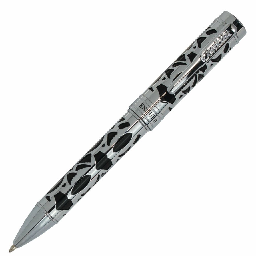 Ballpoint Pens * | Hot Sale Conklin Endura Deco Crest Ballpoint Pen, Black & Chrome