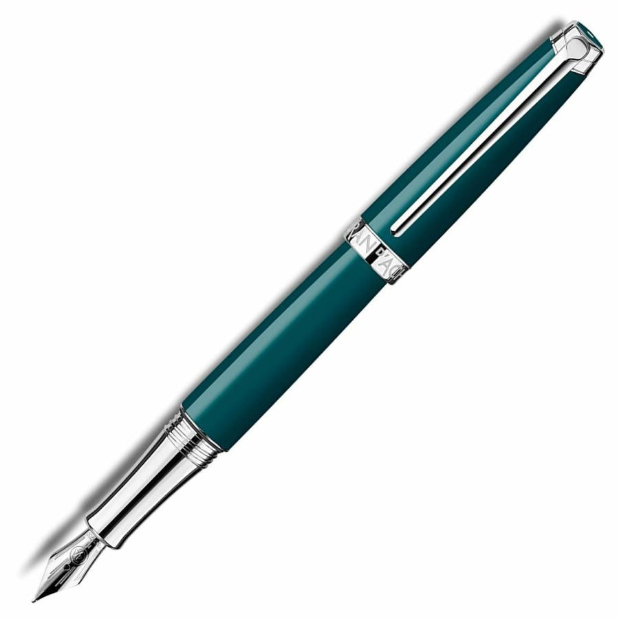 Fountain Pens * | New Caran D'Ache Caran Dache Leman V2 Fountain Pen, Amazon Green, 18K Nib