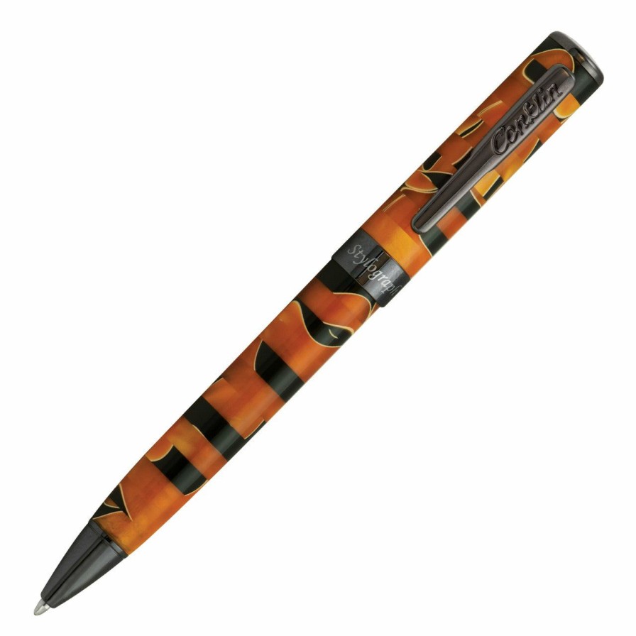 Ballpoint Pens * | Best Pirce Conklin Stylograph Mosaic Ballpoint Pen, Orange & Black