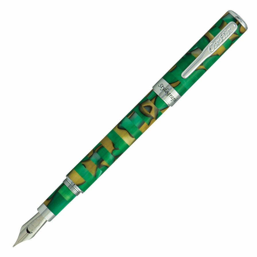 Fountain Pens * | Discount Conklin Stylograph Mosaic Fountain Pen, Green & Brown