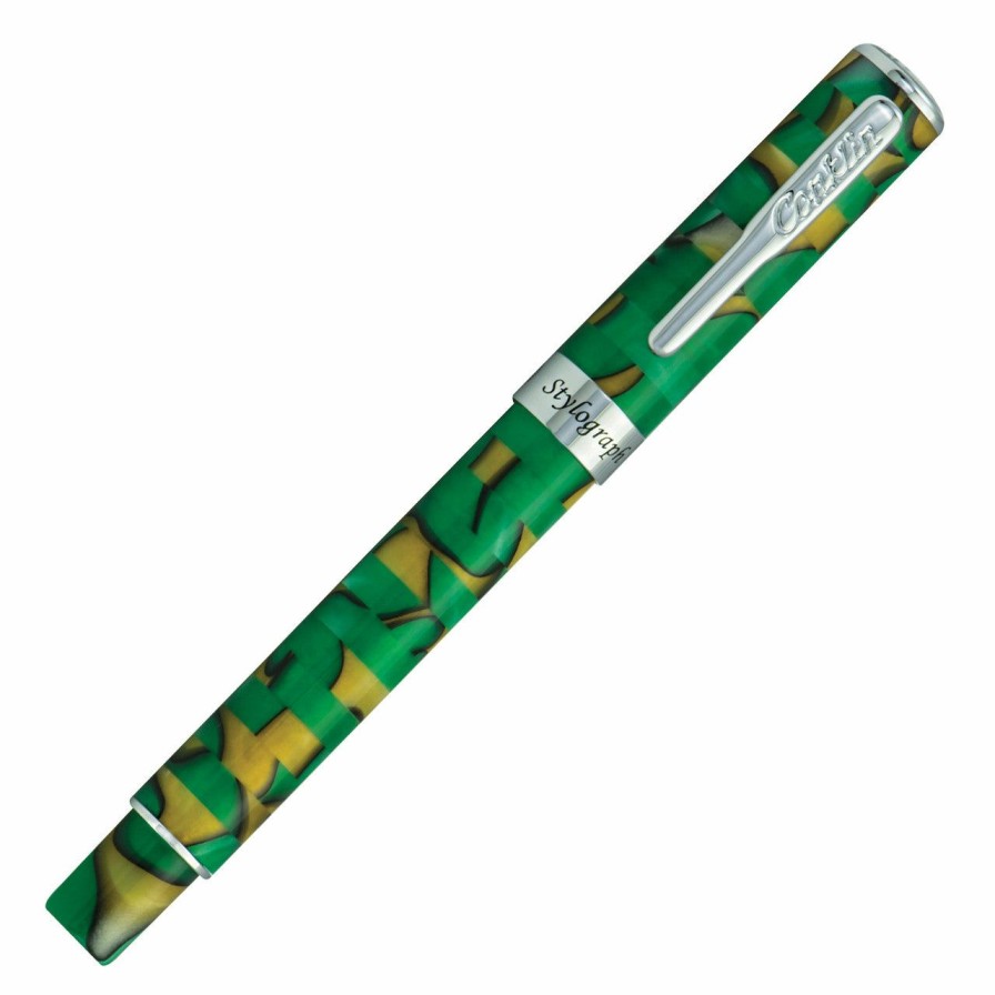 Fountain Pens * | Discount Conklin Stylograph Mosaic Fountain Pen, Green & Brown