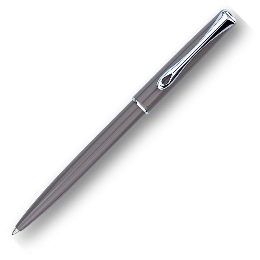 Ballpoint Pens * | Promo Diplomat Traveller Ballpoint Pen, Taupe Grey & Chrome