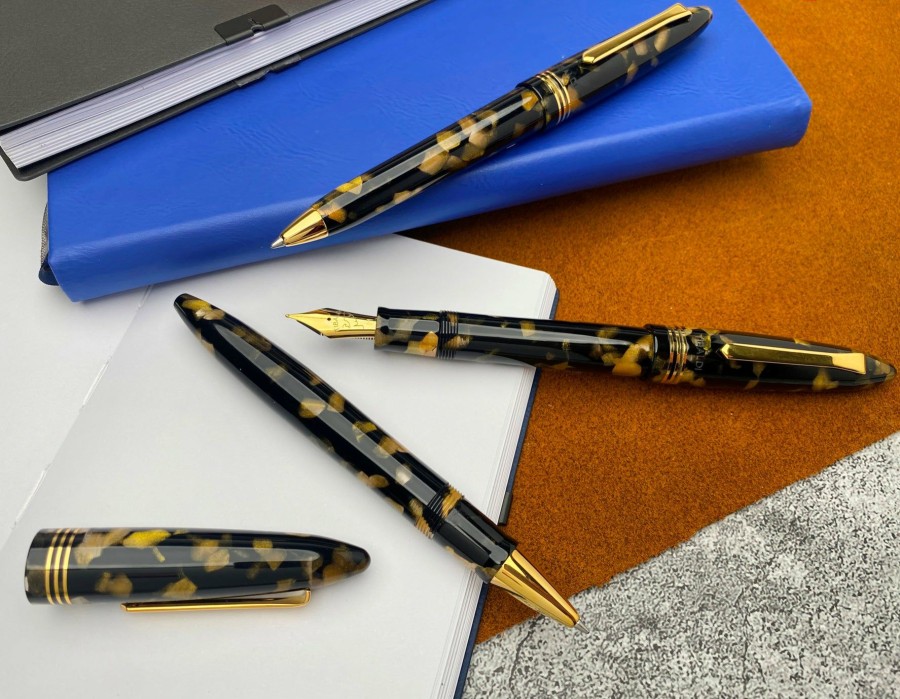 Rollerball Pens * | Budget Tibaldi Bononia Rollerball Pen, Black & Gold, 18K Gold Plated Trim