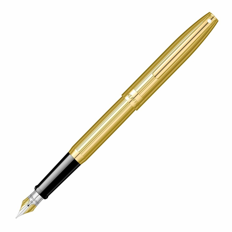 Fountain Pens * | Brand New Sheaffer Sagaris Fountain Pen, Fluted Gold, Medium Nib