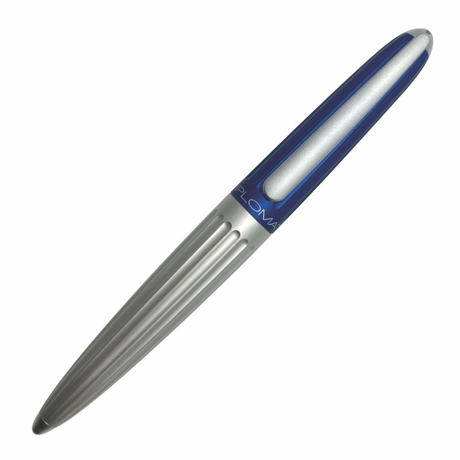 Fountain Pens * | Best Reviews Of Diplomat Aero Silver Blue Fountain Pen