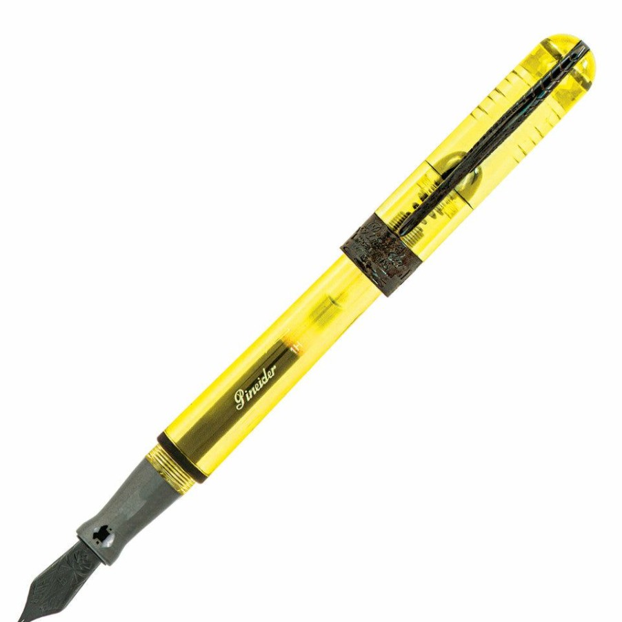 Fountain Pens * | New Pineider Avatar Ur Demo Black Fountain Pen, Lemon