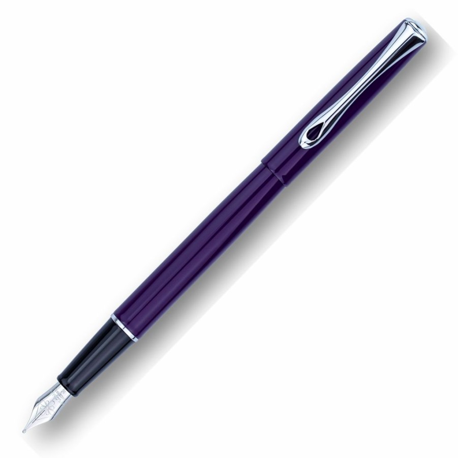 Fountain Pens * | New Diplomat Traveller Fountain Pen, Deep Purple & Chrome