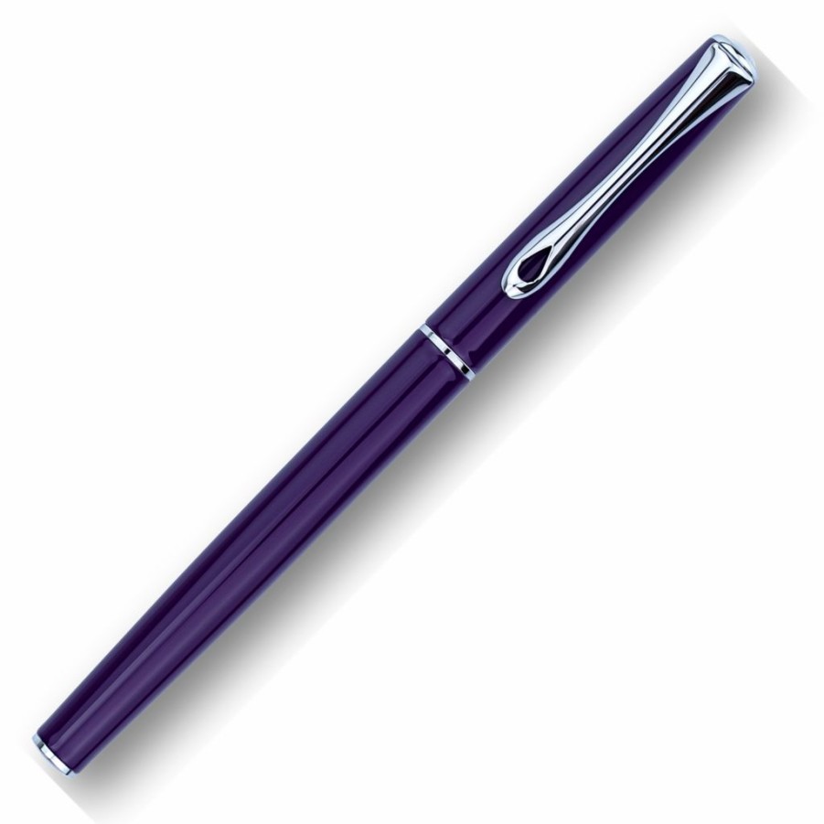 Fountain Pens * | New Diplomat Traveller Fountain Pen, Deep Purple & Chrome