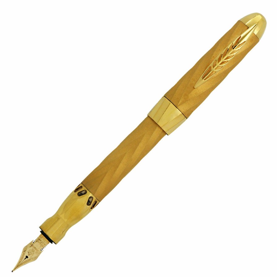 Fountain Pens * | Best Pirce Pineider Matrix Jewelers Limited Edition Sterling Silver Fountain Pen, Yellow Gold