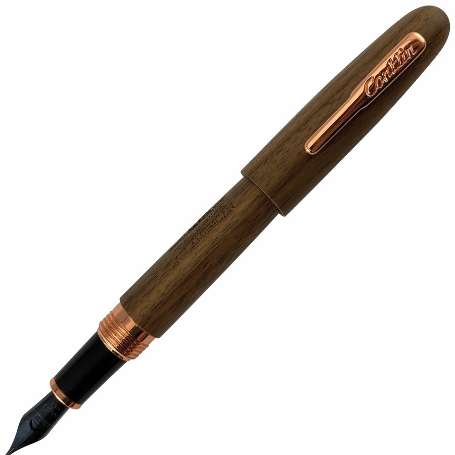 Fountain Pens * | Brand New Conklin All American Limited Edition Walnut Fountain Pen, Rose Gold