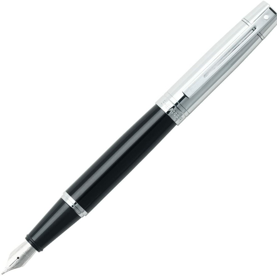 Fountain Pens * | Deals Sheaffer 300 Glossy Black Lacquer, Chrome Cap, Fountain Pen, Medium