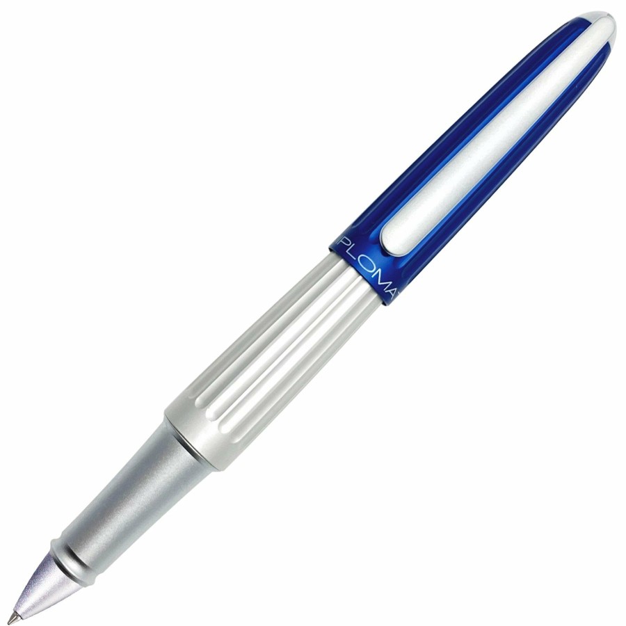 Rollerball Pens * | Cheap Diplomat Aero Silver Blue Rollerball Pen