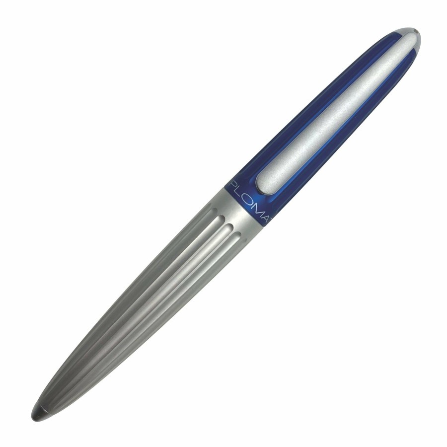 Rollerball Pens * | Cheap Diplomat Aero Silver Blue Rollerball Pen