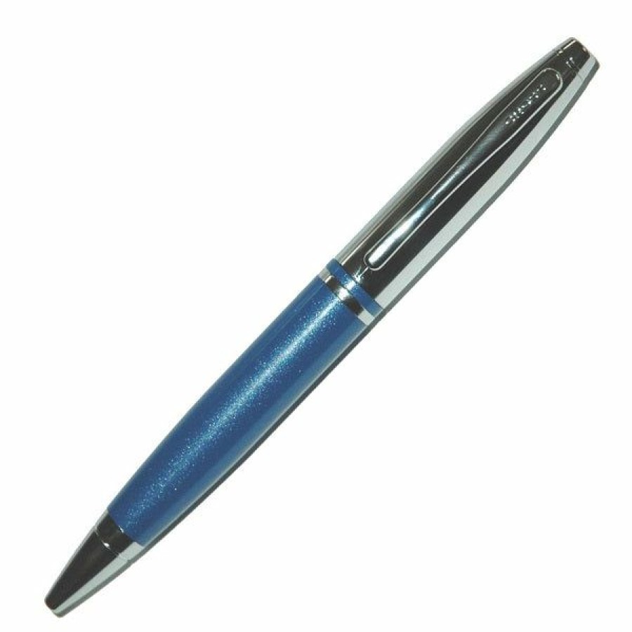 Ballpoint Pens * | Deals Cross Calais Ballpoint Pen, Blue & Chrome, Brand New