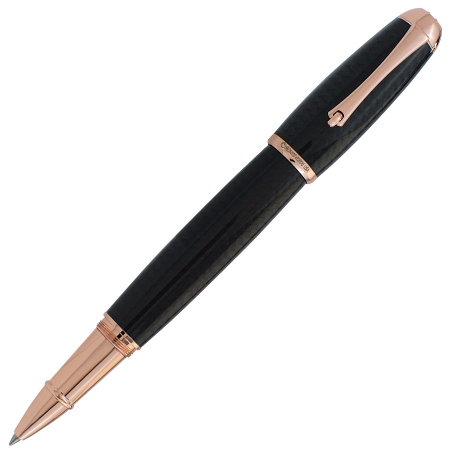 Rollerball Pens * | Budget Monteverde Super Mega Carbon Fiber Rollerball Pen, Rose Gold Trim