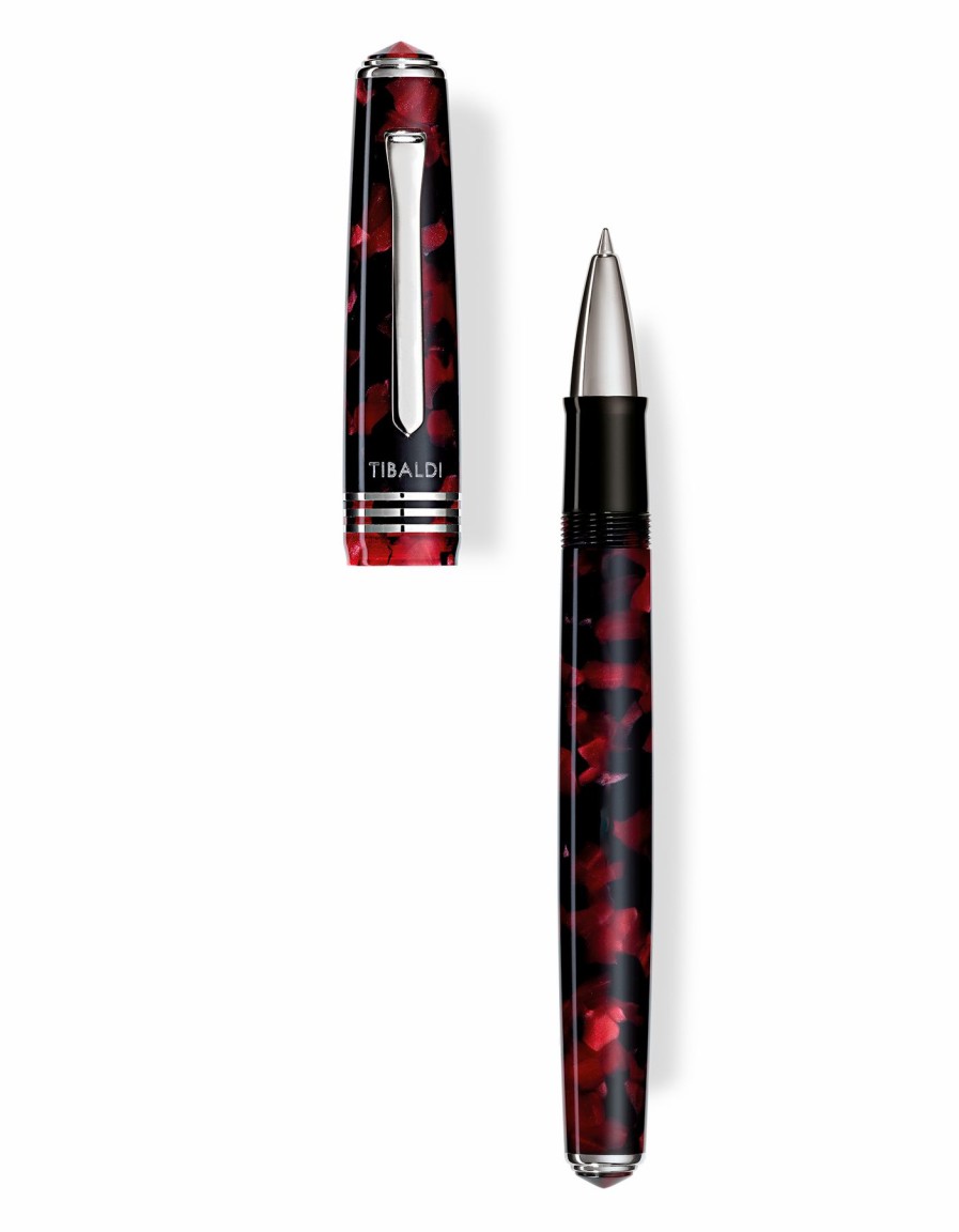 Rollerball Pens * | Deals Tibaldi N60 Ruby Red Resin Rollerball Pen, Palladium Trim