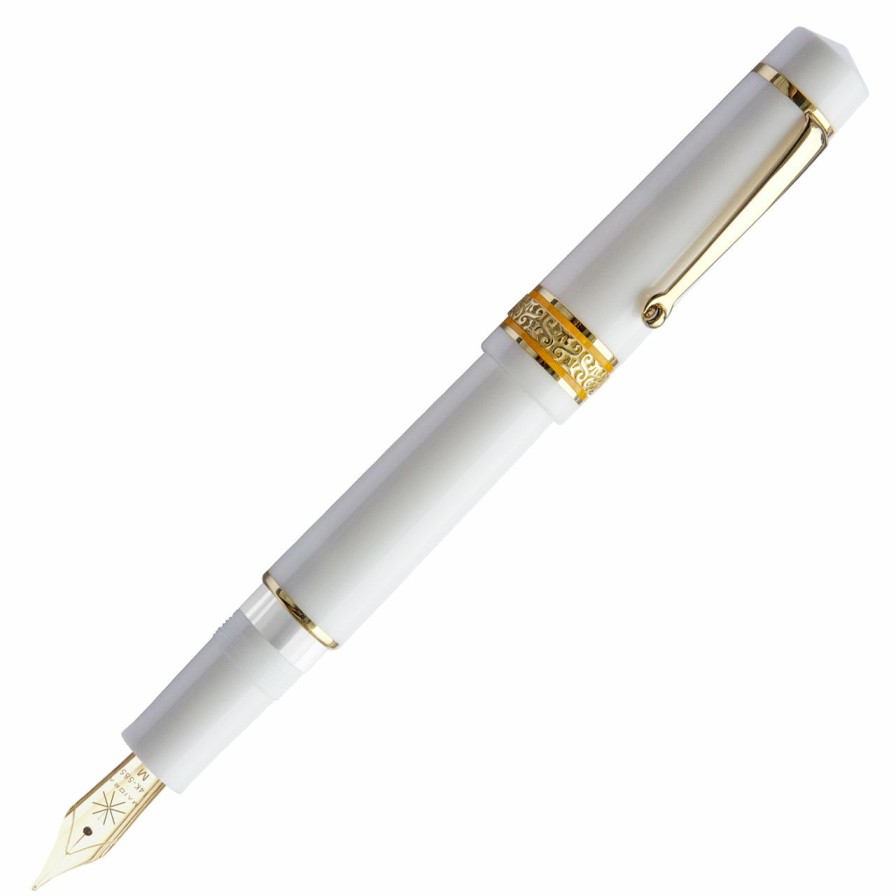 Fountain Pens * | Best Pirce Maiora Mytho K Dama Fountain Pen, Polished White & Gold, Medium 14K Nib