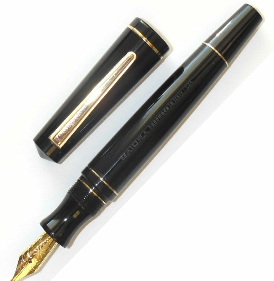 Fountain Pens * | Brand New Maiora Impronte, Mirror Black, Oversized Fountain Pen, Broad Nib