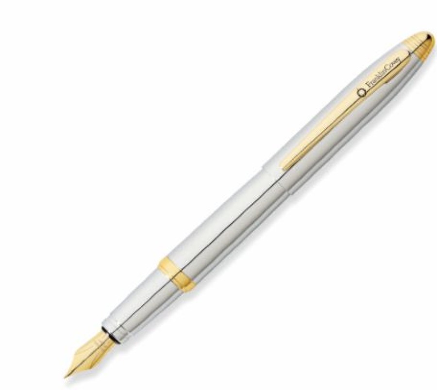 Fountain Pens * | Cheapest Franklin Covey By Cross, Lexington Chrome W/ Gold Tone Fountain Pen, Medium Nib