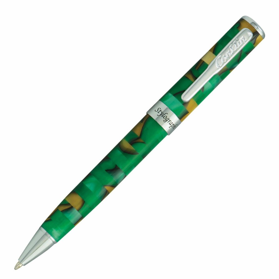 Ballpoint Pens * | Buy Conklin Stylograph Mosaic Ballpoint Pen, Green & Brown