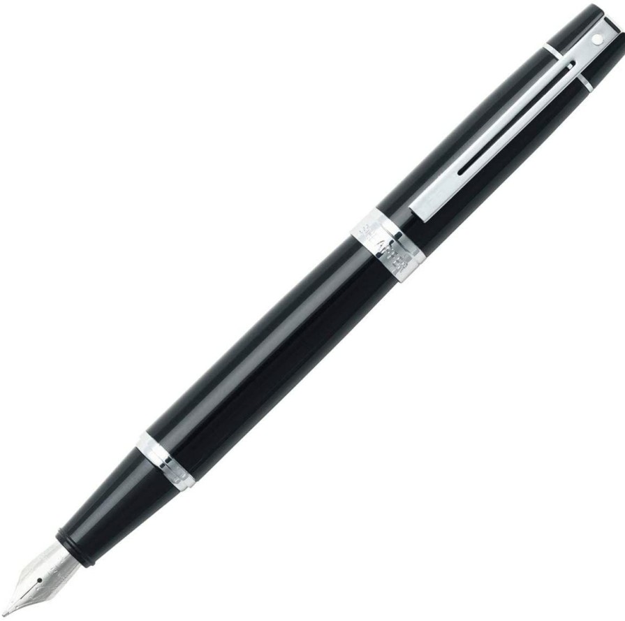 Fountain Pens * | Buy Sheaffer 300 Glossy Black With Chrome Trim Fountain Pen, Fine