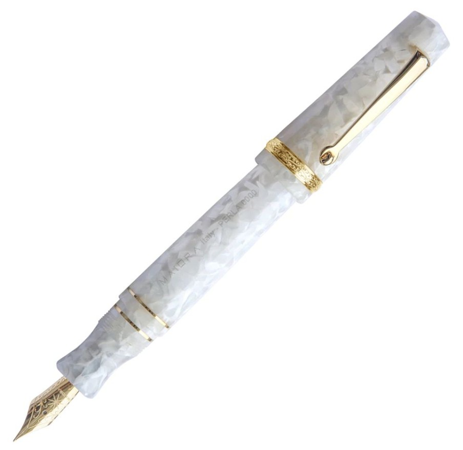 Fountain Pens * | Coupon Maiora Aventus Perla Fountain Pen, Pearl White & Gold