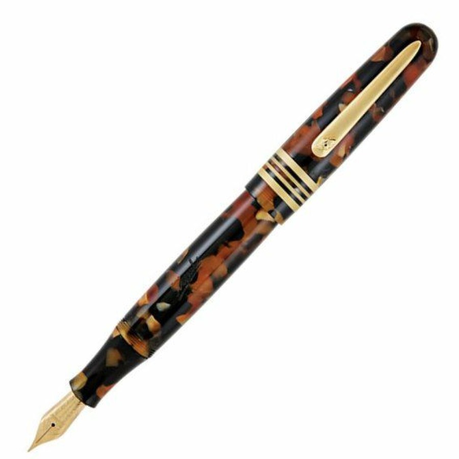 Fountain Pens * | Cheap Stipula Etruria Tortoise Resin Fountain Pen, Gold Accents