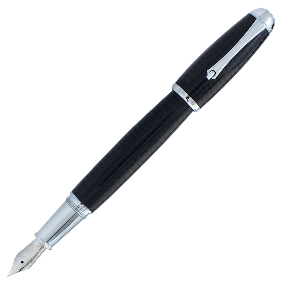 Fountain Pens * | Cheapest Monteverde Super Mega Carbon Fiber Fountain Pen, Chrome Trim