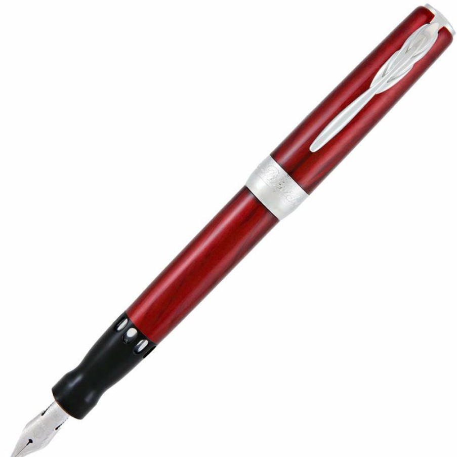 Fountain Pens * | Buy Pineider Full Metal Jacket Fountain Pen, Army Red, 14K Gold Nib