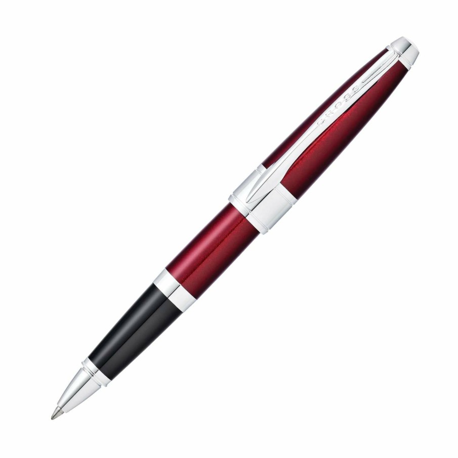 Rollerball Pens * | Hot Sale Cross Apogee Rollerball Pen, Red Lacquer & Chrome