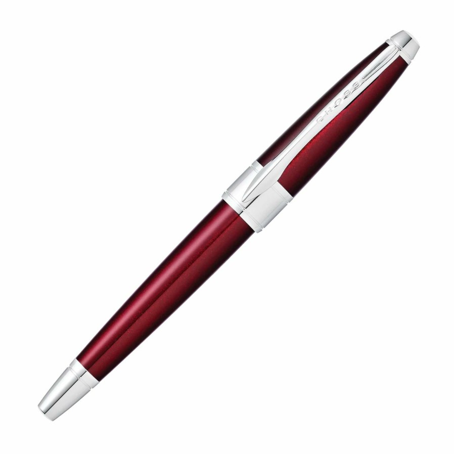 Rollerball Pens * | Hot Sale Cross Apogee Rollerball Pen, Red Lacquer & Chrome