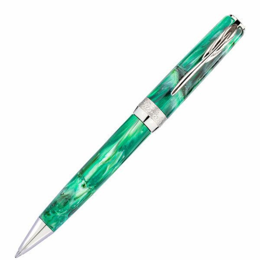 Ballpoint Pens * | Brand New Pineider La Grande Bellezza Gemstone Ballpoint Pen, Malachite Green