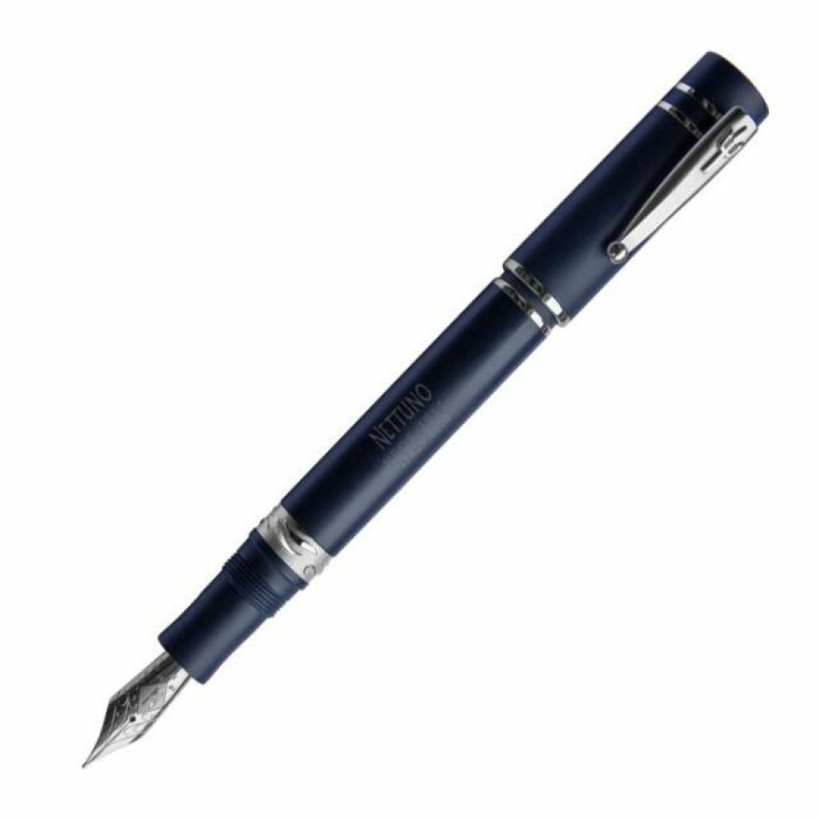 Fountain Pens * | Coupon Nettuno 1911 Neos Ulisse Fountain Pen, Matte Blue & Palladium, Fine Nib