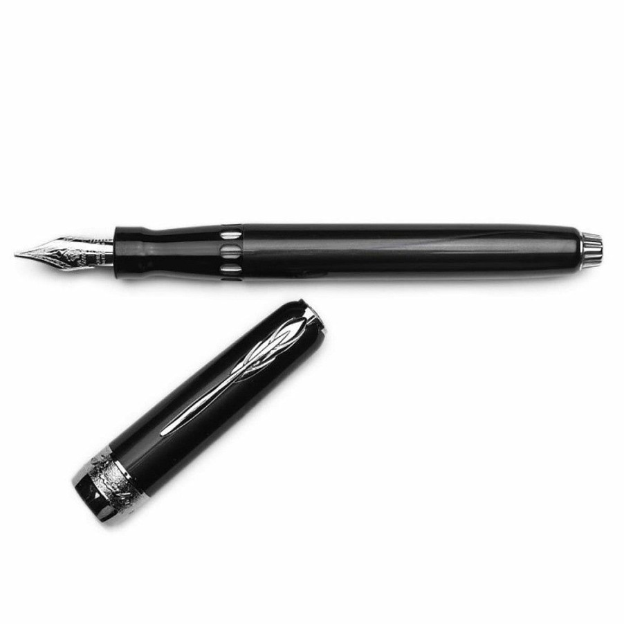 Fountain Pens * | Buy Pineider Full Metal Jacket Fountain Pen, Midnight Black, 14K Gold Nib