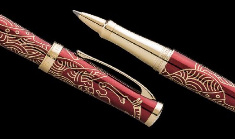 Rollerball Pens * | Brand New Cross Sauvage 2014 Year Of The Horse Rollerball Pen, Red & Gold