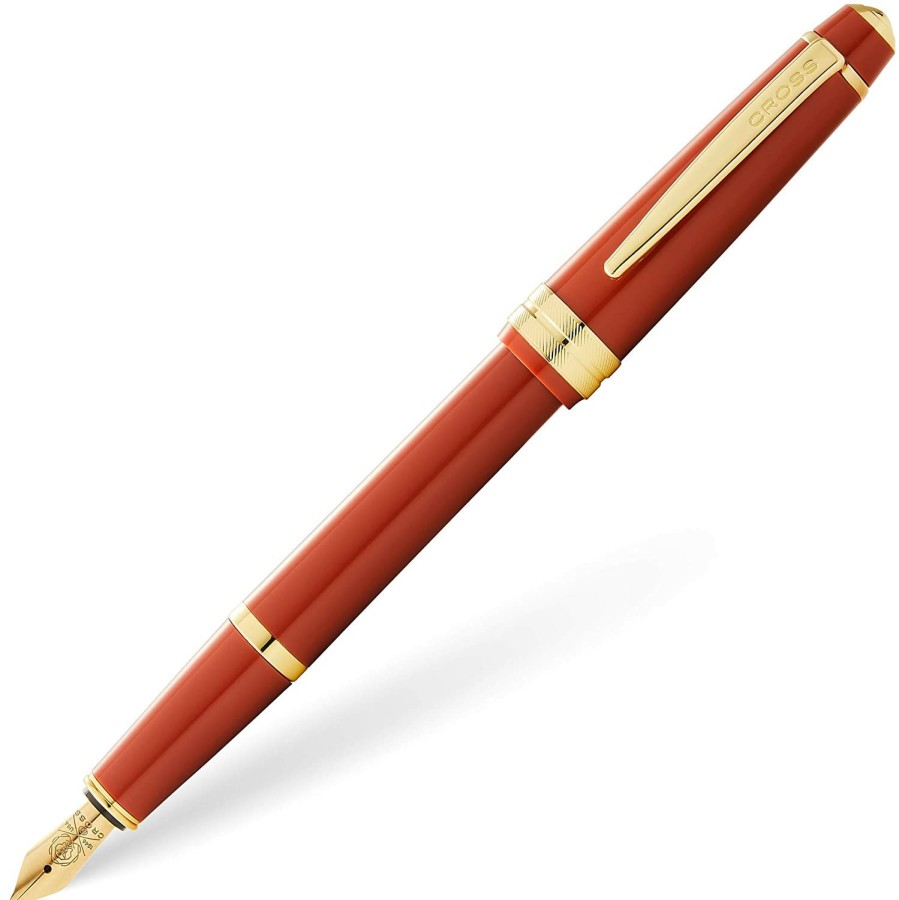 Fountain Pens * | Wholesale Cross Bailey Light Fountain Pen, Polished Amber & Gold