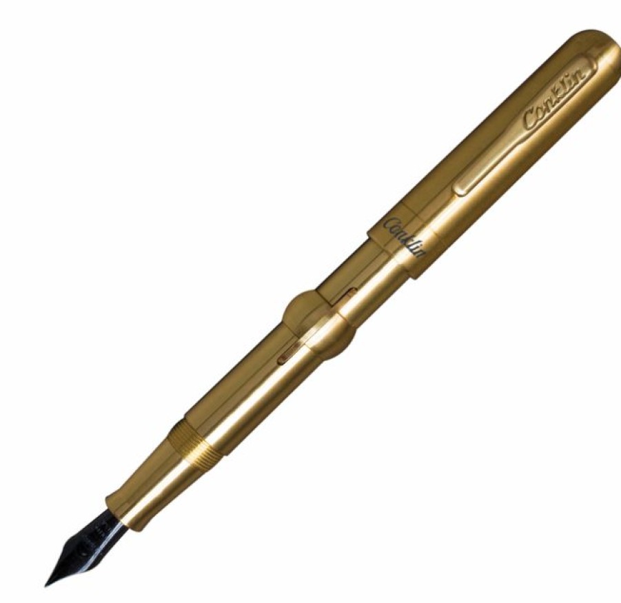 Fountain Pens * | New Conklin Mark Twain Limited Edition Crescent Fountain Pen, Brass