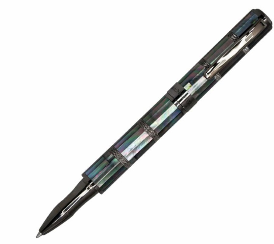 Rollerball Pens * | Deals Monteverde Regatta Black Mother Of Pearl Rollerball Pen, Gunmetal Trim