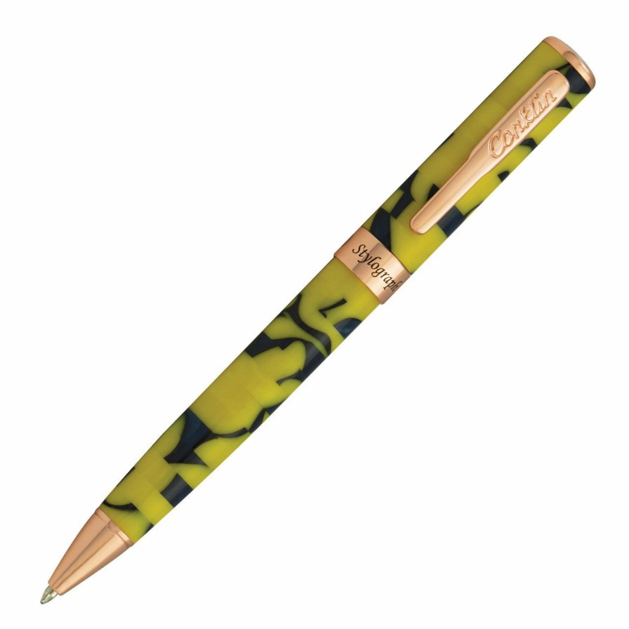 Ballpoint Pens * | Deals Conklin Stylograph Mosaic Ballpoint Pen, Yellow & Blue