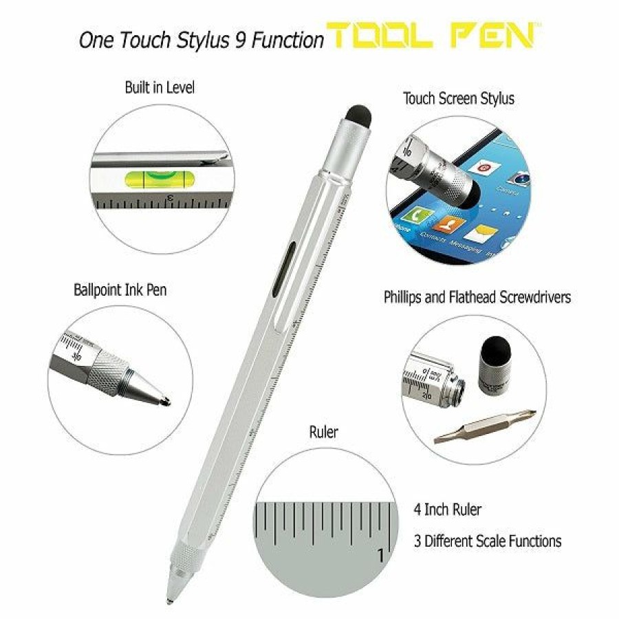 Ballpoint Pens * | Coupon Monteverde 9 In 1 One Touch Tool Ballpoint Pen & Stylus, Silver