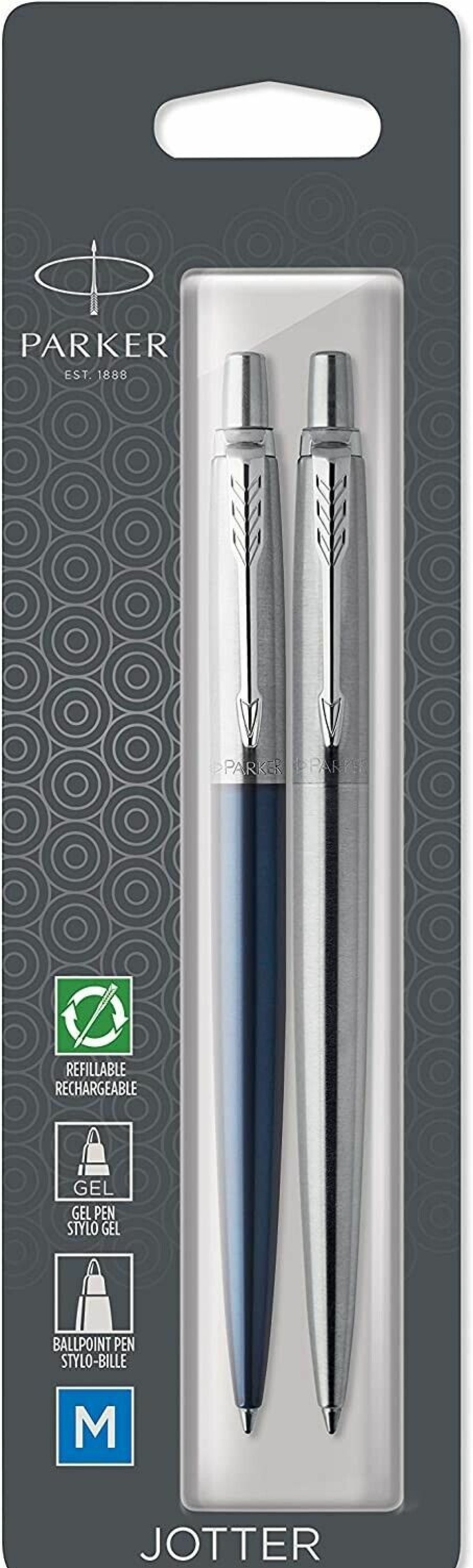 Ballpoint Pens * | Cheapest Parker Jotter Ballpoint Pen Set, Royal Blue & Stainless Steel, 2 Pack