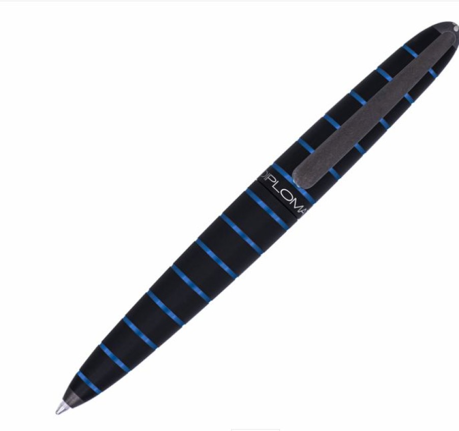 Ballpoint Pens * | Hot Sale Diplomat Elox Ring Black/Blue, Ballpoint Pen