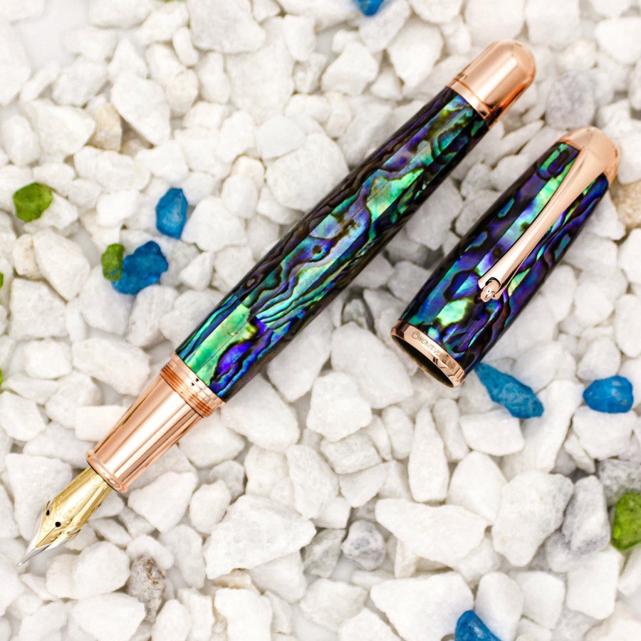 Fountain Pens * | Best Reviews Of Monteverde Limited Edition Super Mega Abalone Fountain Pen, Rose Gold Trim, Solid 14K Gold Flex Nib